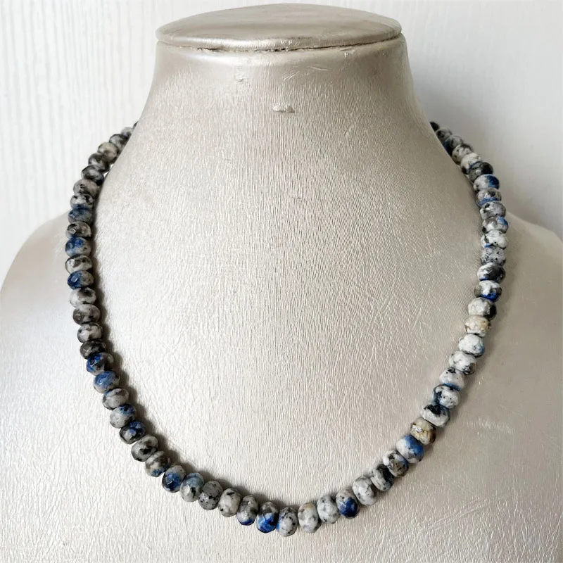 5*8MM Faceted K2 Jasper Natural Stone Necklace Black Blue White Bead Women Luxury Gemstone Preciosas Jade Yoga Jewelry Female