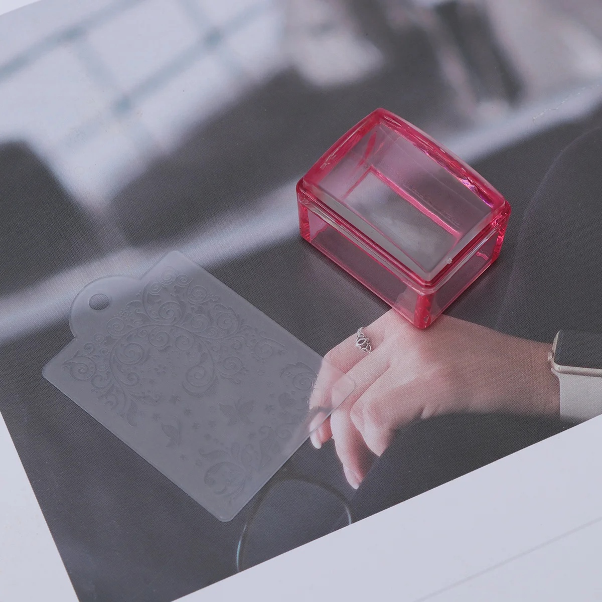 

Art Stamping Stamper Nail Stamper Clear Thin Scraper For Diy Manicure Art Stamp Kit Nail Polish Stamping Tool