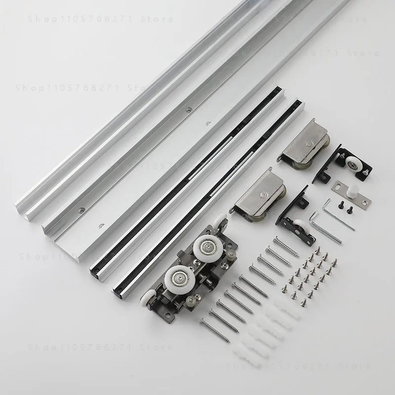 Hardware Trackless Ghost Door Hardware Kitchen Bedroom Sliding Invisible Two-way Buffer Sliding Door Rail Slide Accessories