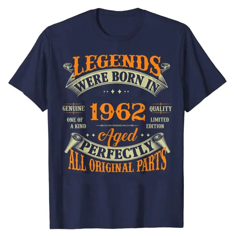 Legends Born in 1962 Vintage T-Shirt for Women Men Clothing Father's Day Gifts Graphic Outfits Letters Printed Saying  Tee Tops