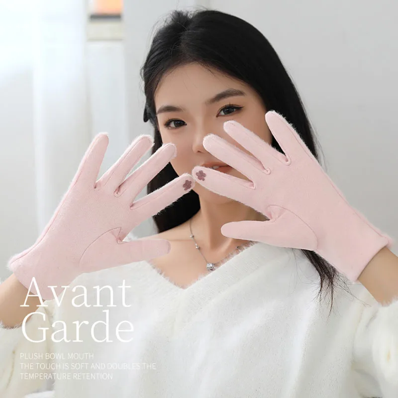 جديد الكورية فو فرو المنك قفازات للنساء قابل للغسل شاشة تعمل باللمس قفازات قطيفة دافئة أنيقة مقاوم للماء هدايا السفر اكسسوارات