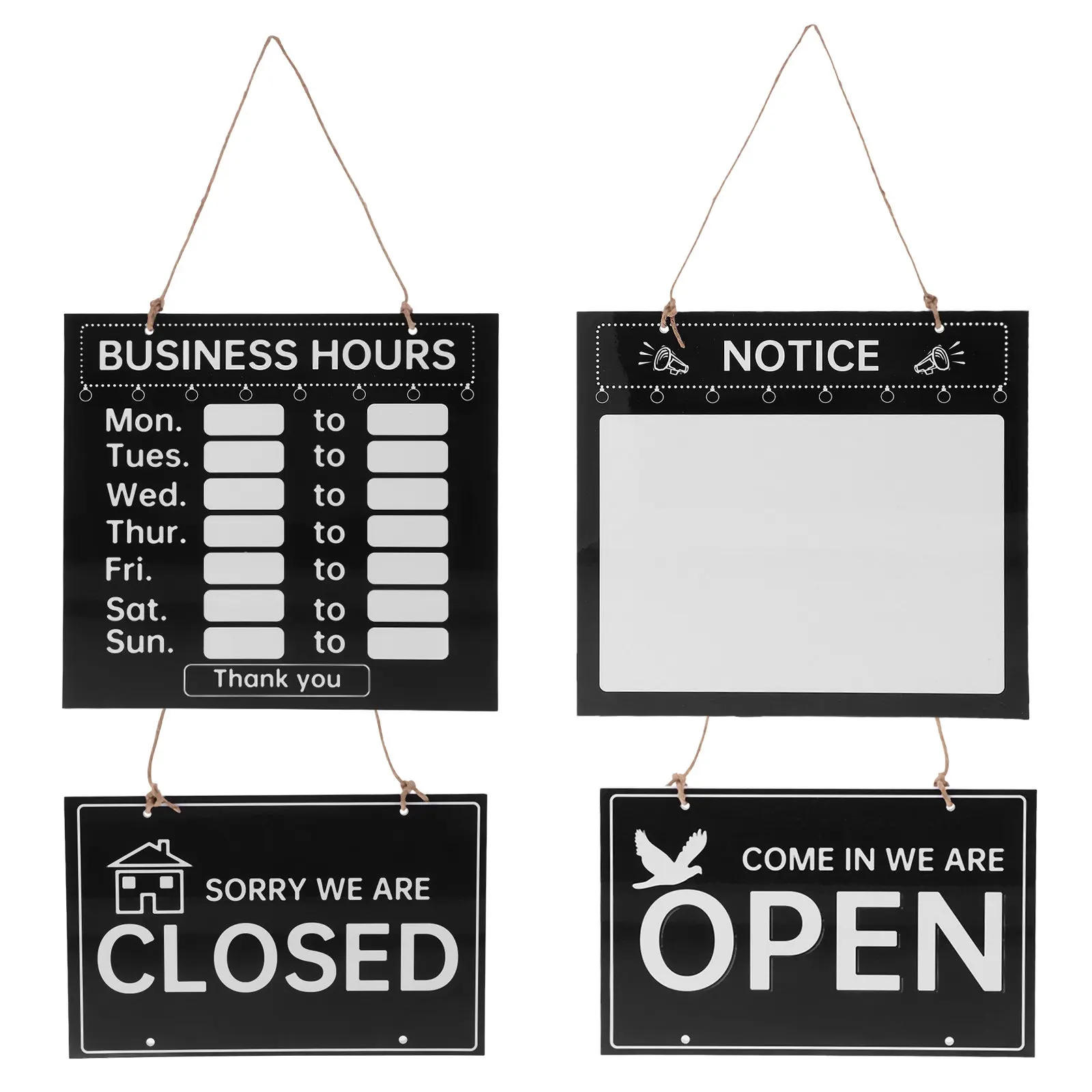 1 Set Writable Open Closed Sign Business Hours Store Door Sign for Restaurants Cafes Shops Hanging Decorative Open Signs