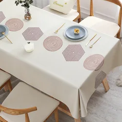 Nordic Style PVC Rectangular Tablecloth Waterproof Table Cover Square Table Cloth Kitchen Resistant Outdoor Decor Desk Cloth