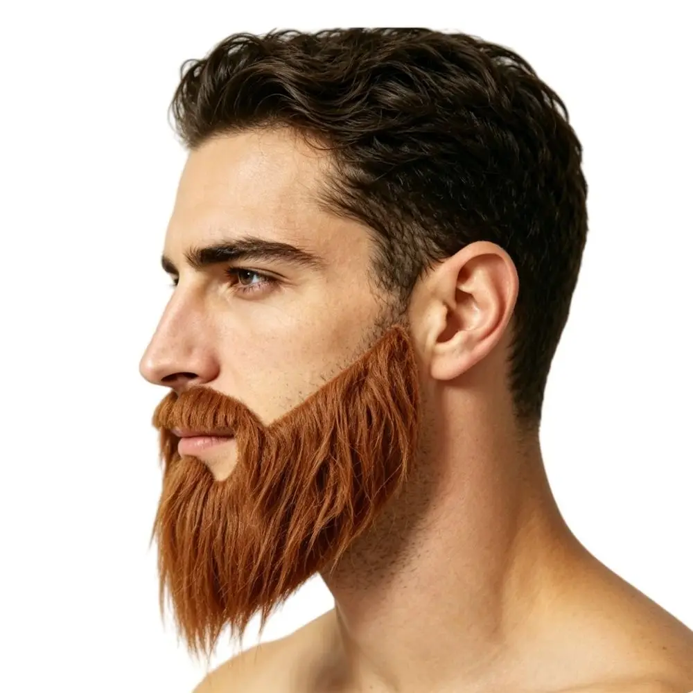New Synthetic Fiber Fake Beard Mustache Elastic Band Soft Hair Costume Beard Black/Brown/White Dress Up Cosplay Beard Halloween