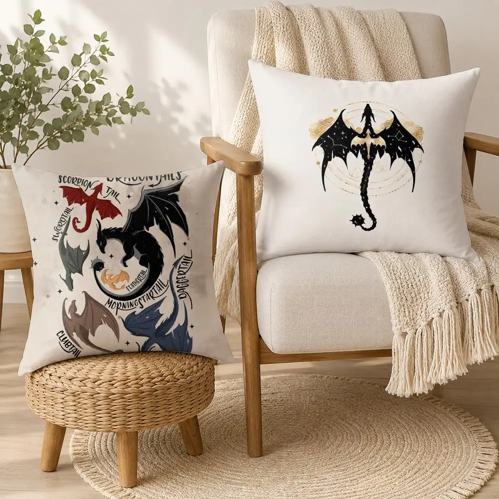 F-Fourth W-Wing Dragon Cushion Cover Square Decorative Throw Pillow 40x40cm For Sofa Bedroom Living Room Home Decor
