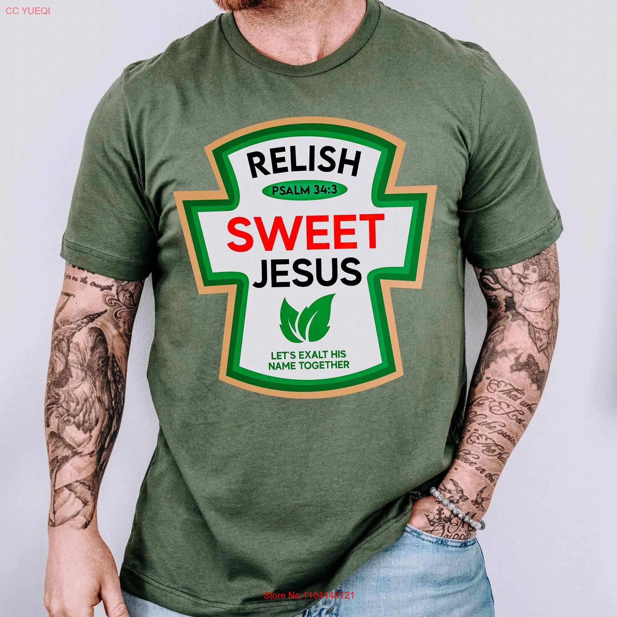 

Relish Jesus T Shirt For Him Funny Christian CondimenT Christ Religious long or short sleeves