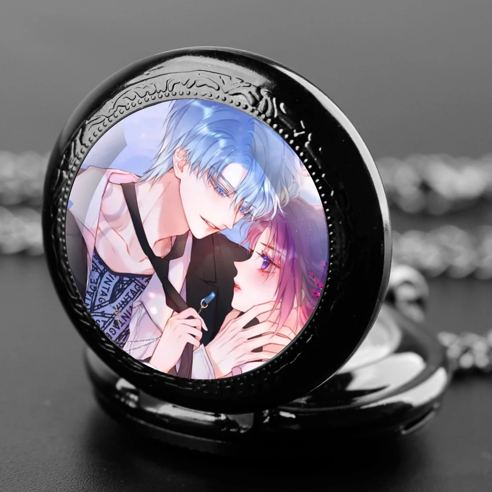 Exquisite Anime The Fox's Trap Glass Dome Quartz Pocket Watch Necklace Pendant Gifts For Women Man with Fob Chain