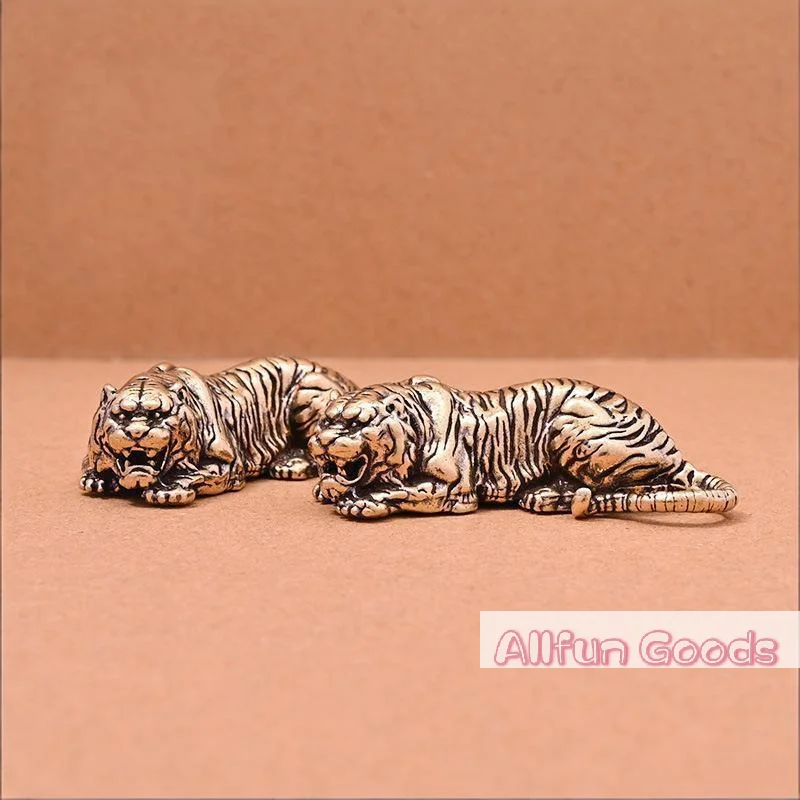 Vintage Brass Tiger King Statue Paperweight Ornaments Copper Animal Tiger MIniatures Figurines Desk Decorations Home Decor Gift