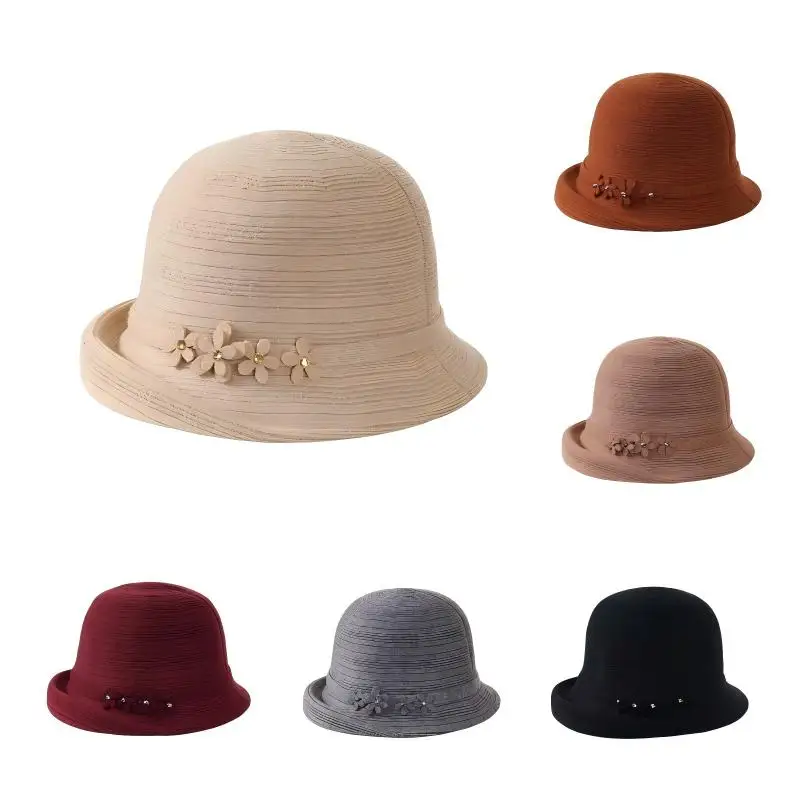 Mom's Knitted HatAutumn and Winter Stylish and Warm Bucket Hat Commuter New Style Japanese Bucket Hat  for Women