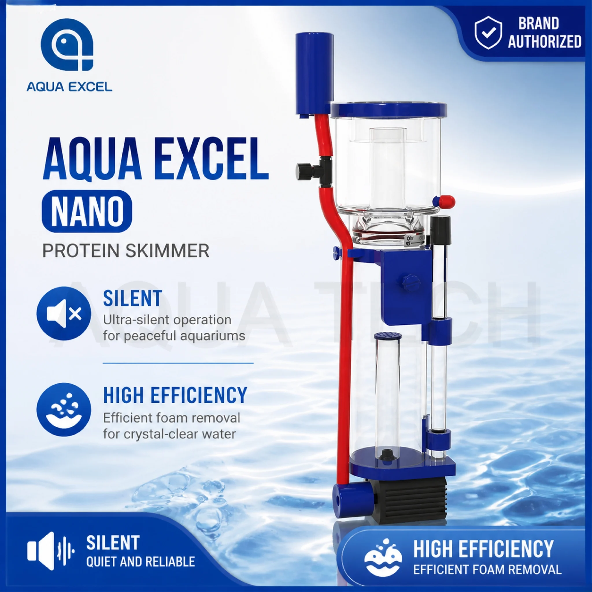 Aqua Excel AE-NANO40/50/70D DC 12V Mini Nano Coral Reef Saltwater Aquarium Fish Tank HOB Hang-On Back Filtration Protein Skimmer