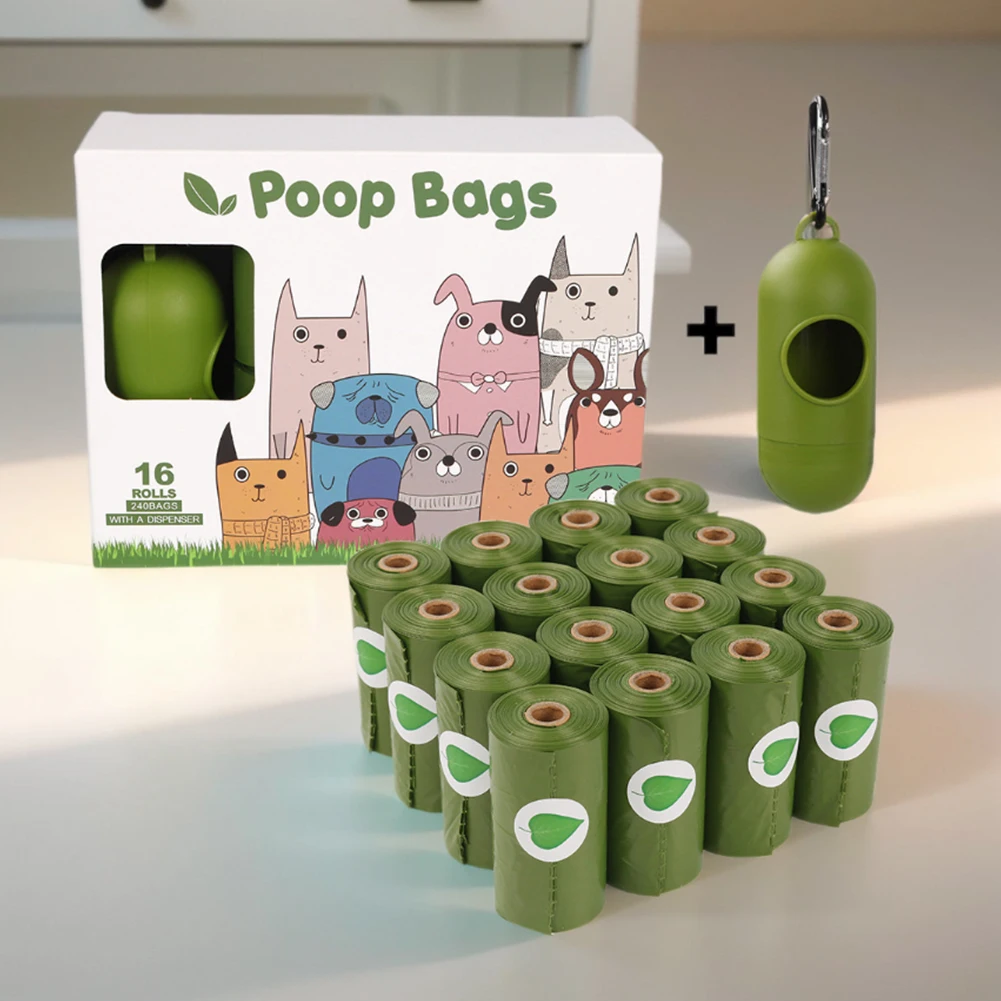 Biodegradable Dog Poop Bags Rolls Leak-Proof Doggie Poop Bags with Dispenser Doggy Poop Bags Extra Thick Dog Cleaning Supplies