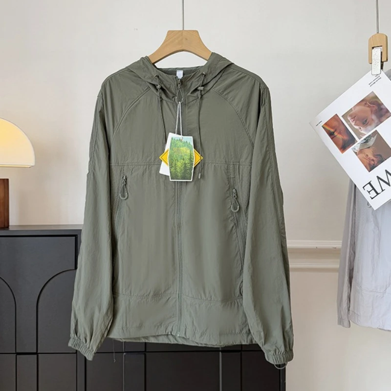 Men Summer Windbreaker Zip Skin Coats Uv Sun Protection Jackets Breathable Ultra-light Working Clothes Outdoor Skin Thin Coats