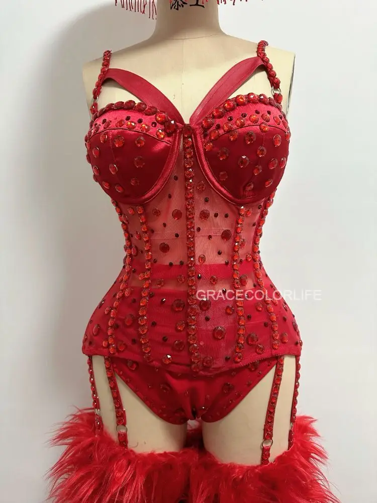 فستان مثير لي كريستال Rh ine حجر ريشة er jur er فورمان ce زي لمرحلة النادي ثوب مسائي