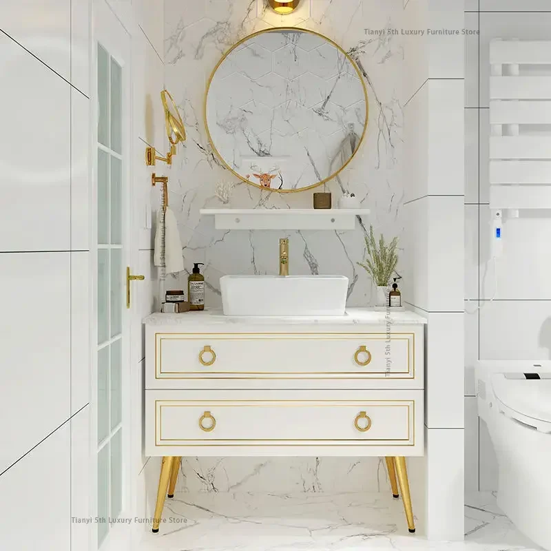 Mueble de baño de diseño elegante de estilo europeo, Combo moderno y sencillo, estantes para espejo de baño, muebles, Móveis Baño FYBC