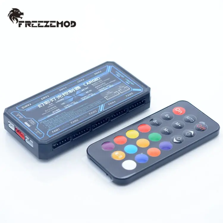 

FREEZEMOD Computer Water Cooling 5V Aurora RGB Remote Control Hub CH-YKKZ-BX with Motherboard Sync