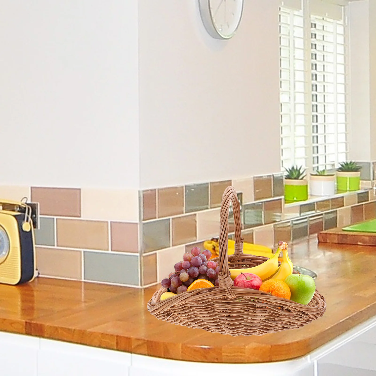 Picnic Basket Handheld Fruit Woven Delicate Grocery Camping Manual Wear-resistant Storage