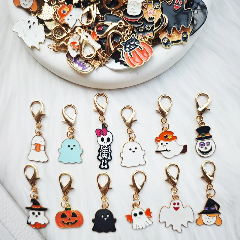 Halloween Ghost Keychain Set Charming Bag Charm Car Key Pendant Dark Girly Heart Ornament Mini Holiday Craft Gift for Couples