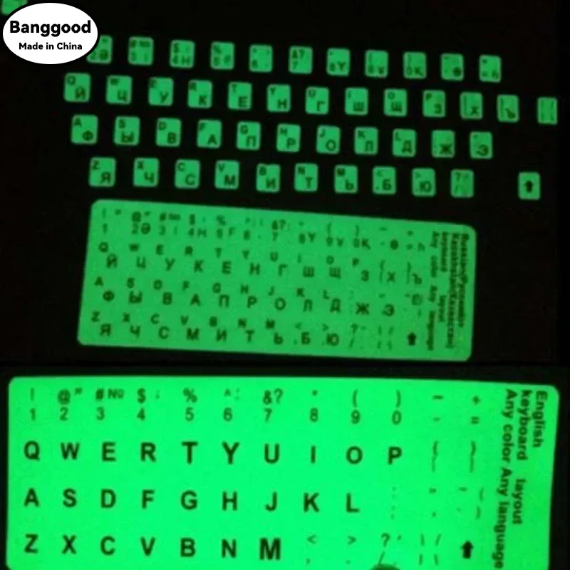 Korean,Spanish,Russian,Arabic,French,Japanese,Thai,English Etc Language Fluorescent Keyboard Stickers Luminous Protective Film