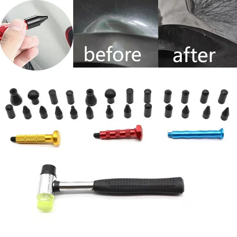 PDR Tools Car Dent Hammer Repair Dings Paintless Dent Repair Tap Down Pen Hail Dent Removal Tool Kit Car Body Flattening Pen