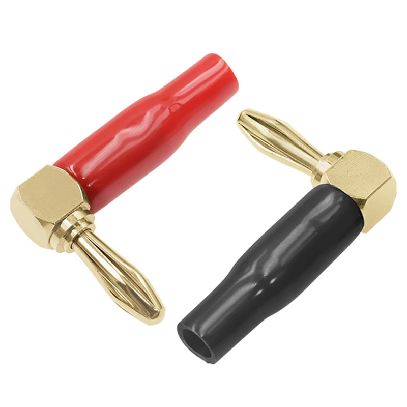 20Pcs 4mm L-shaped Right Angle Banana Plugs Red Black 90 Degree Banana Connector Soft Plastic Shell For Audio Video Speaker