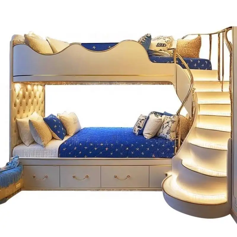 سرير أطفال خشبي ذو طابقين أمان Luxuce تصميم مخصص سرير أطفال طراز حديث كاماس فردي أثاث منزلي