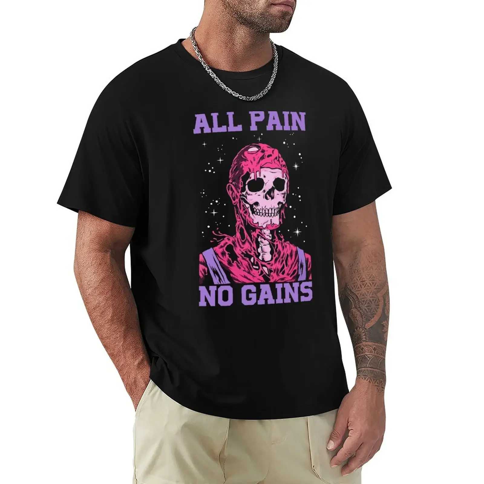 

All Pain No Gains T-Shirt anime stuff graphic t shirts summer tops tops t shirts men