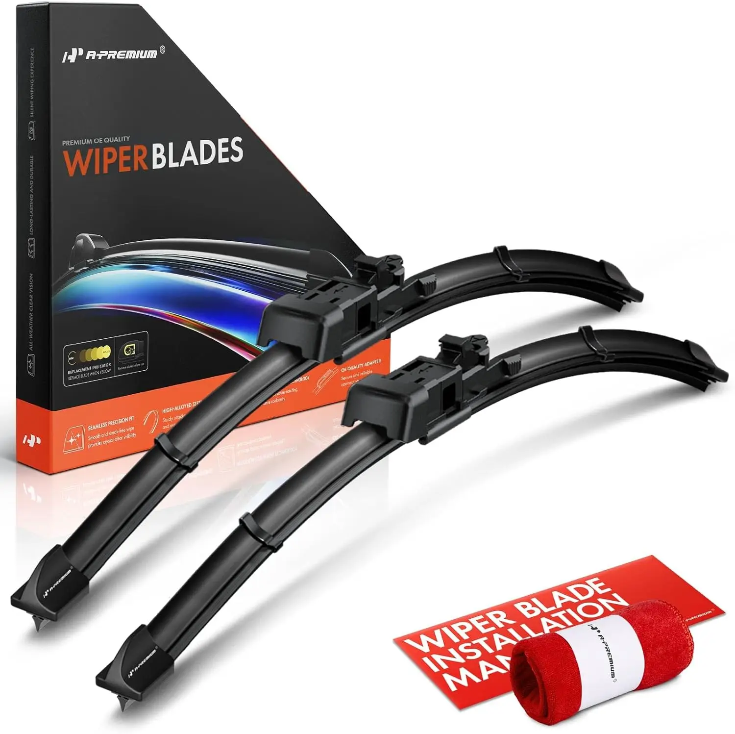 

Pack of 2 Windshield with Wear Indicator & Towel - Compatible with Ford Bronco 2021-2024 - 17" and 17", TL2 Connector, Left and