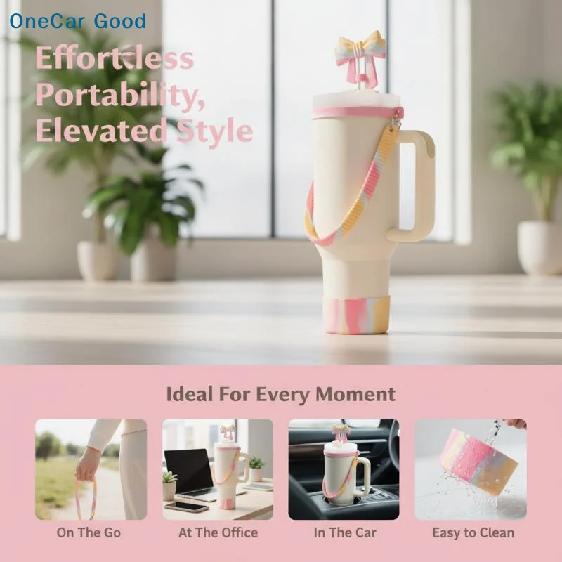 New 3PCS/SET Tumbler Cup Hand Strap Straw Lid Cover Bowknot Accessories Set For 10mm Straws Replacement