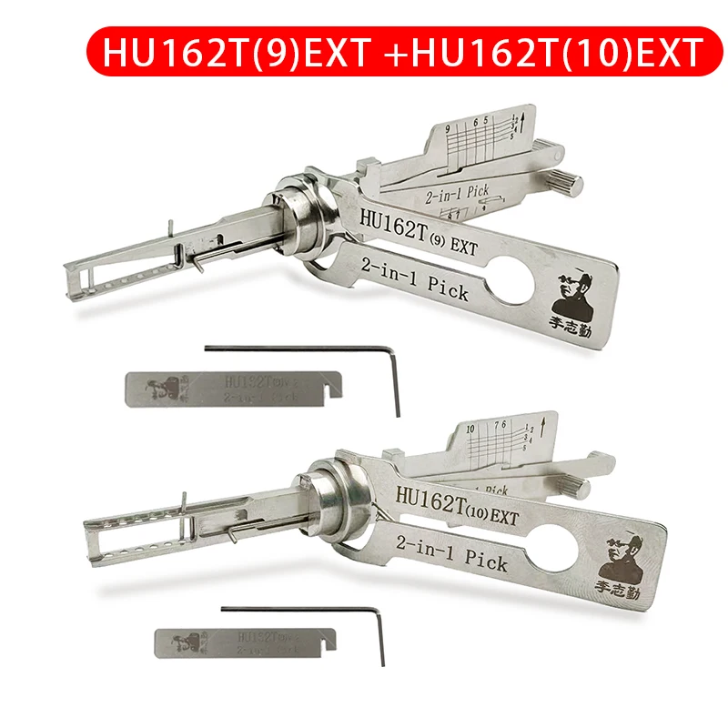 Herramienta de Decodificación y Apertura de Cerraduras 2 en 1 LISHI HU162T-9 EXT HU162T-10 EXT para Volkswagen, Audi, Porsche, Polo
