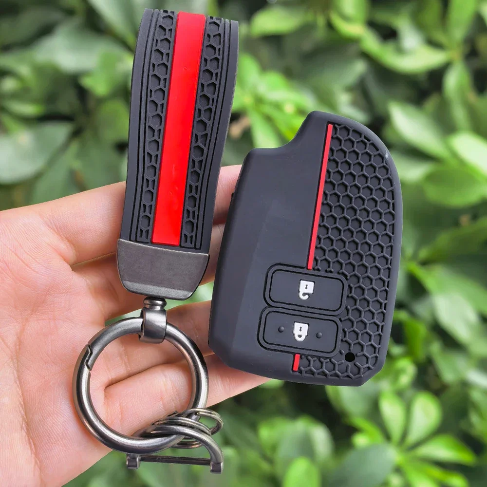 2 BTN Soft Silicone Car Key Case Fob For Toyota Prado Yaris Vios Previa Yarisl X Hiace Camry Corolla Verso Protect Keychain