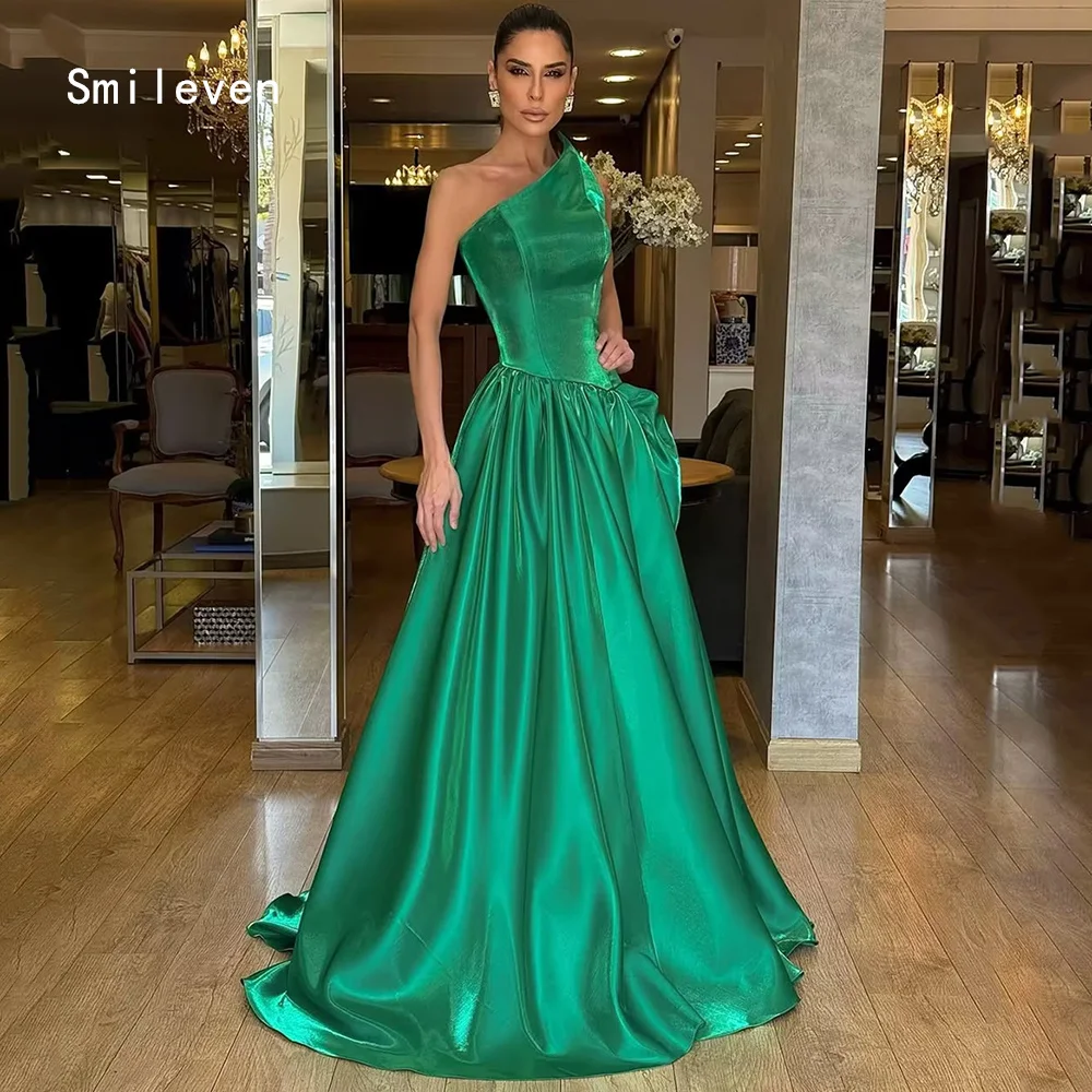 

Smileven Luxury Green A Line Prom Dress Moist Sleeveless Party Gowns Shining Side Silt Formal Occassion Dress Customized 2026