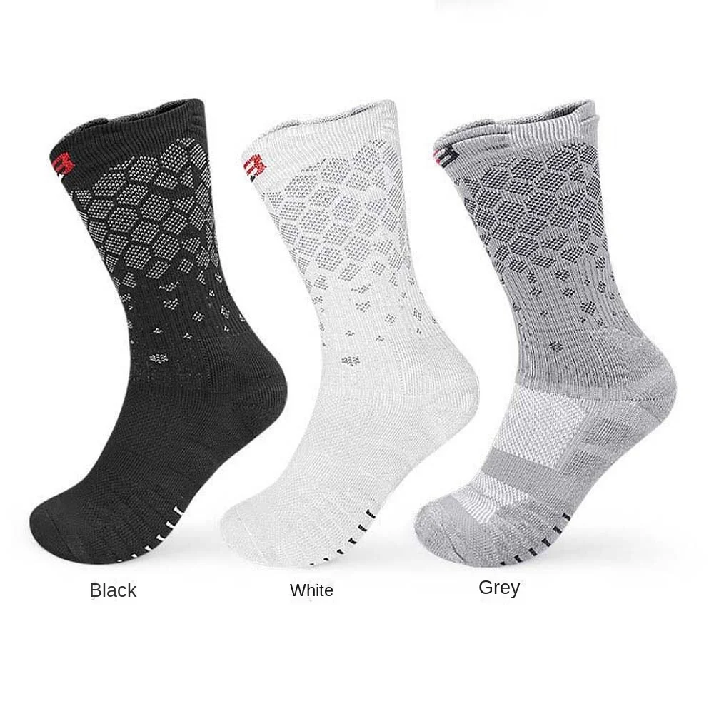 Hosiery Sports Socks Black/Grey/White Sweat Absorbing Thick Cotton Socks Shock-absorbing Thick Men Middle Tube Socks Unisex