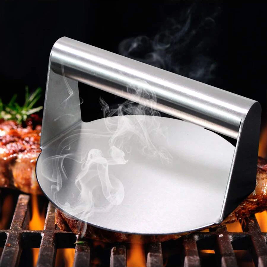 1PC stainless steel round meat press Manual meatloaf Hamburger steak squid press plate Multi-functional household kitchen tool