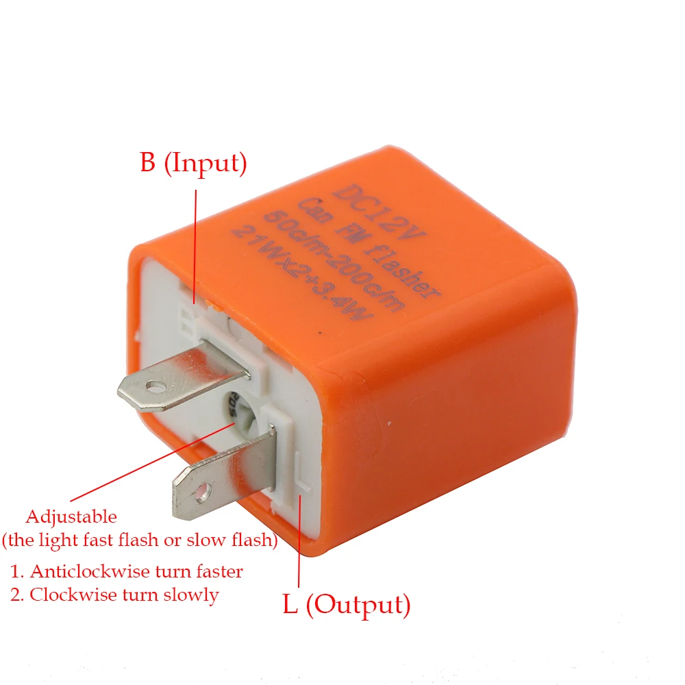 12V 2 Pin Motorcycle LED Flasher Relay Adjustable Frequency Turn Signal Blinker Indicator