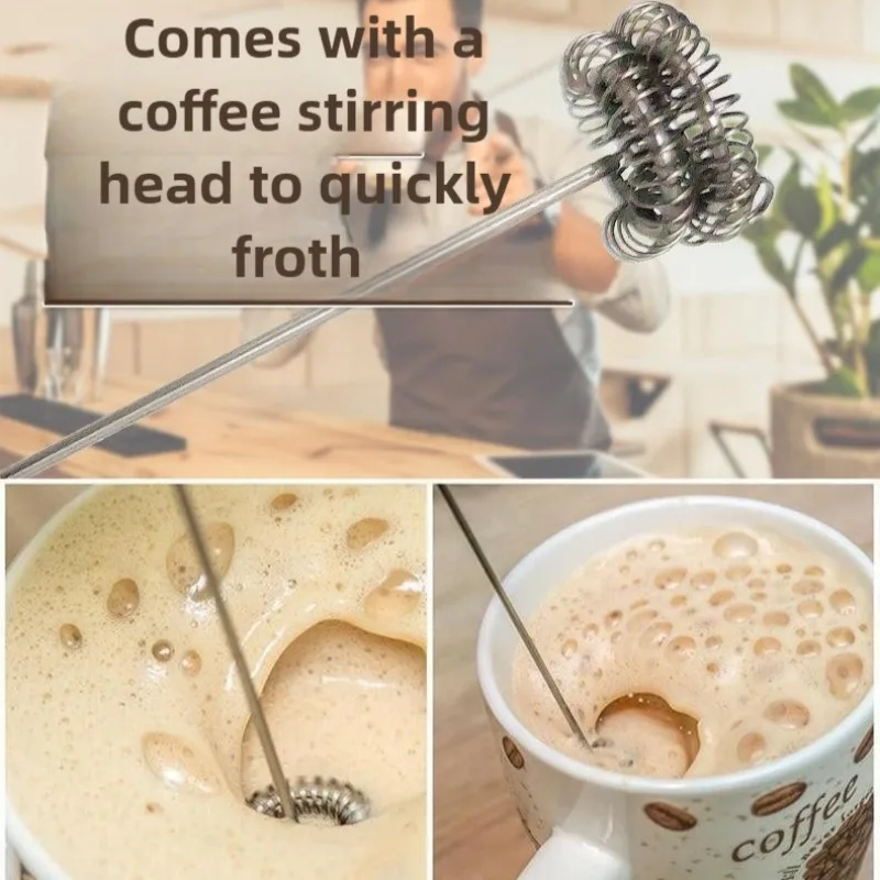 2 in 1 Whisk Coffee Mixer Handheld Double Heads Milk Frother USB Rechargeable Electric Egg Beater Baking Stirrer Kitchen Gadgets