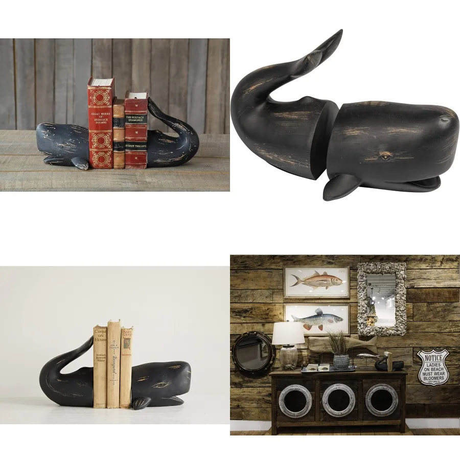 

Whale Shaped Resin Bookends Set of 2 Pieces for Home Office Decor Stylish and Functional Bookend Solution to Keep Books Organiz