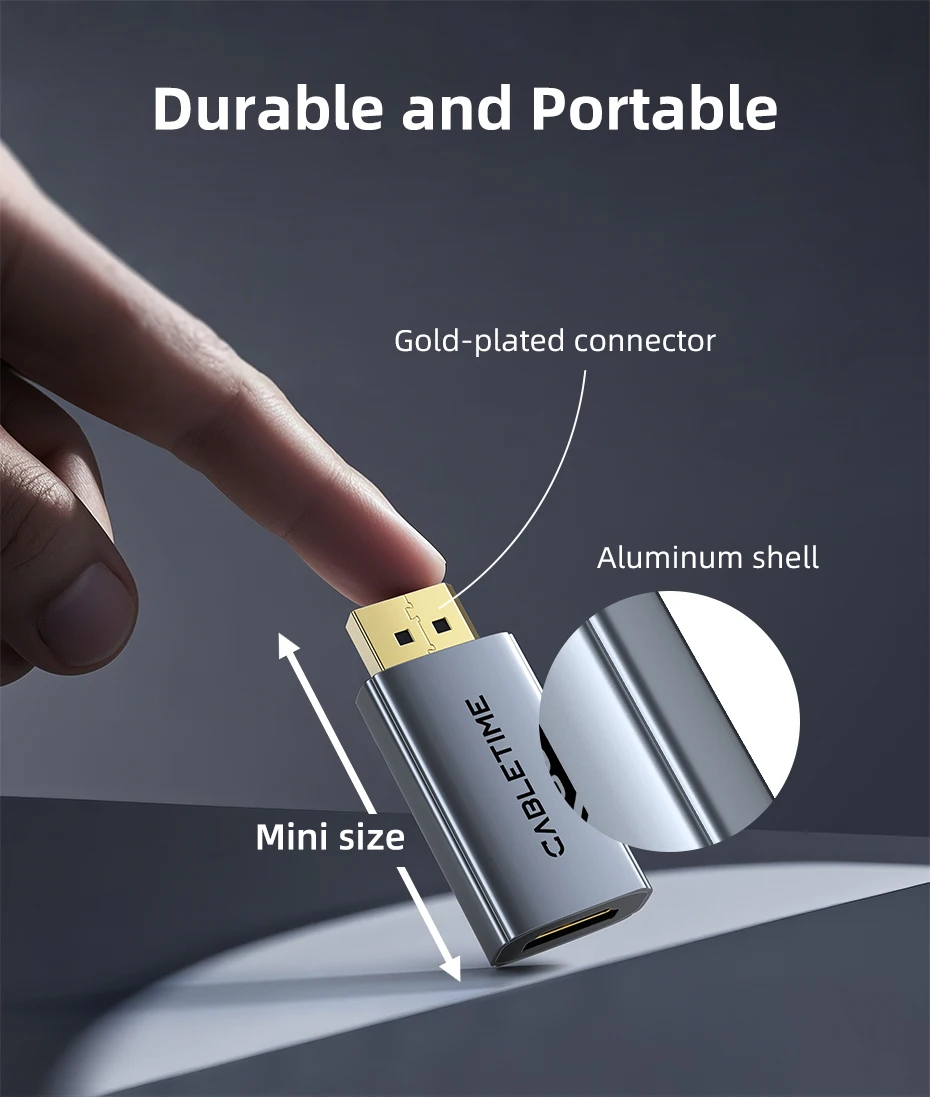 CABLETIME 4K60Hz DP zu HDMI Adapter Display Port zu HDMI Konverter DP Stecker auf HDMI Buchse Konverter für PC TV Laptop Projektor – Detail 6