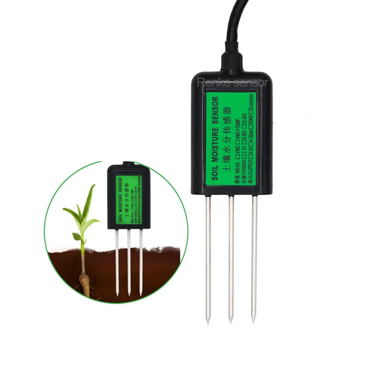 waterproof iot 4-20ma rs485 agriculture soil temperature and moisture sensor for indoor plants