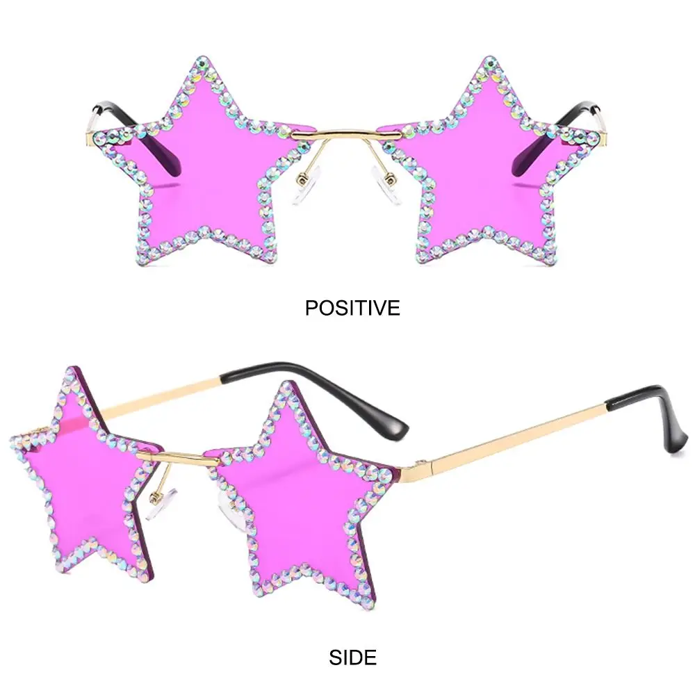 Black Star Shaped Sunglasses UV400 Protection Fashion Colorful Rhinestone Pentagon Sun Glasses Retro Shades Party Favors