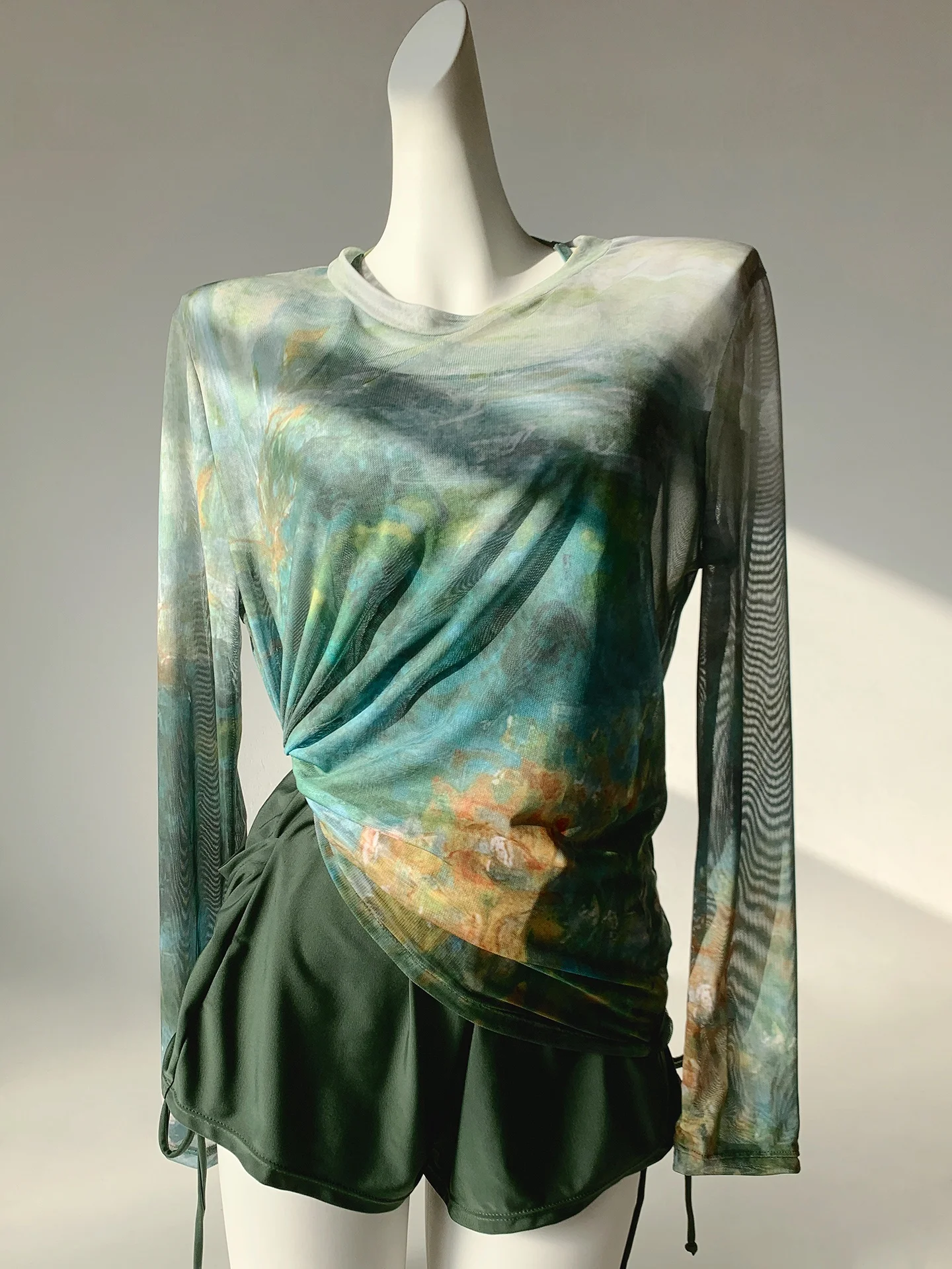 

White Enhancing Oil Painting Sle Tee Piece Swimsuit Women's Separate Slimming Long Vest New 2026 Tagkita Thermal Use