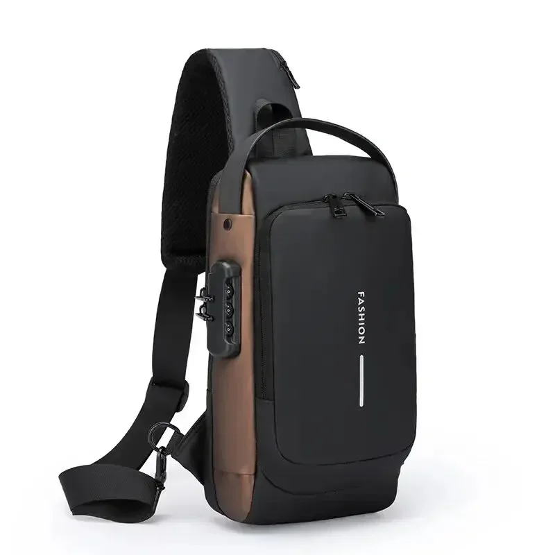 Designer Men's Crossbody Bag Anti-Theft PU Leather Multifunctional Shoulder Chest Bag Classic for Men