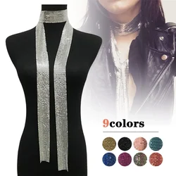 Sexy Vintage Aluminium Net Choker Necklace Collar Statement Colorful Sequins Long Chain Necklace Scarf for Women Jewelry