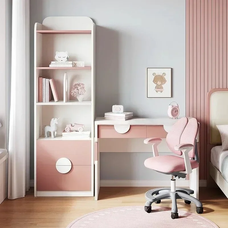 Student Bookcase Children Desk Student Home Combination Writing Study Table Children Furniture Comes With Writing Chair Set