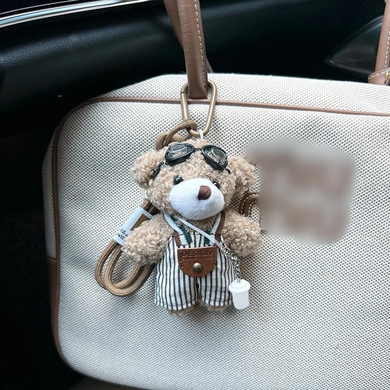 Cartoon Plüsch Brillenband Hosen-Bär Schlüsselanhänger Niedliche Puppe Auto-Schlüsselanhänger Ring Süße Puppe Taschenanhänger – Detail 5