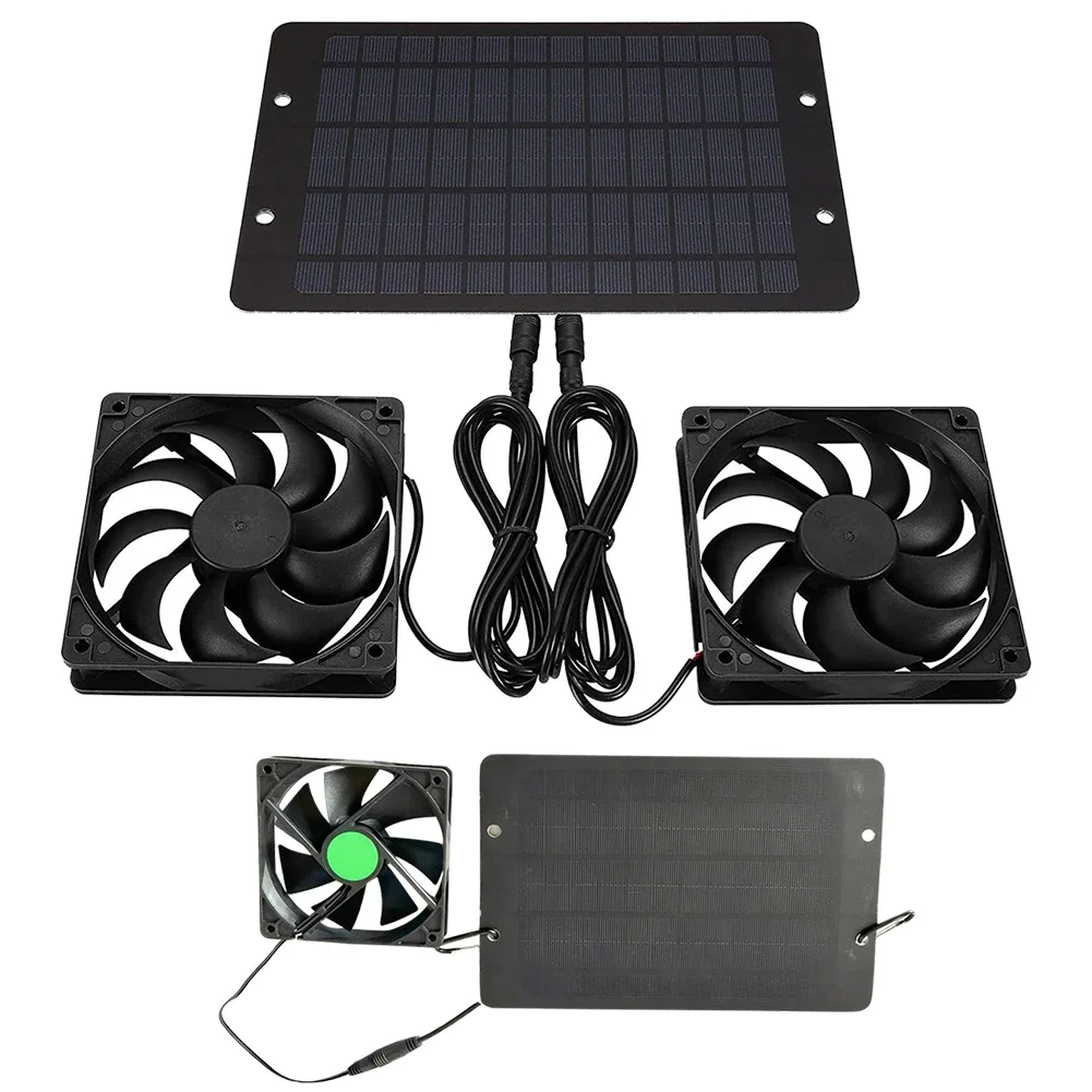 12V 10W Solar Panel Powered Fan IP65 Waterproof Air Extractor Solar Power Controller Silent Fan for Chicken House RV Greenhouse