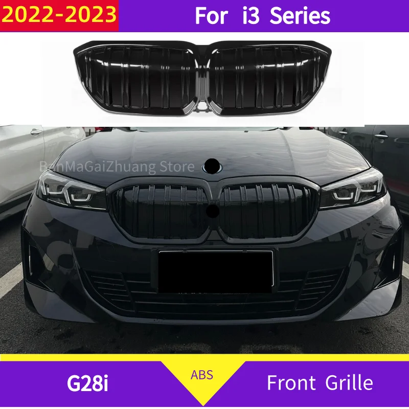 

Double Line Front Bumper Kidney Grille For BMW i3 Series G28i 2022-2023 full electric eDrive 35 ABS 2 Bar sport front grill