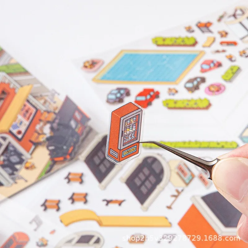 Creative 2.5D Miniature Stickers DIY Pocket Cabin Landscape Scene Pasted Layered Gift Classic Toys Sticker for Kid Children