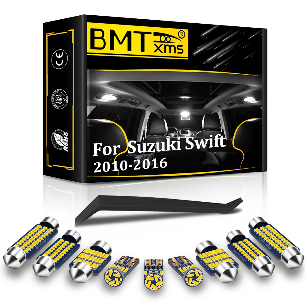 BMTXMS, 9 Uds., para Suzuki Swift, para Swift Sport 2010-2014, 2015, 2016, Kit de bombillas LED para interior de coche, Canbus, accesorios para coche