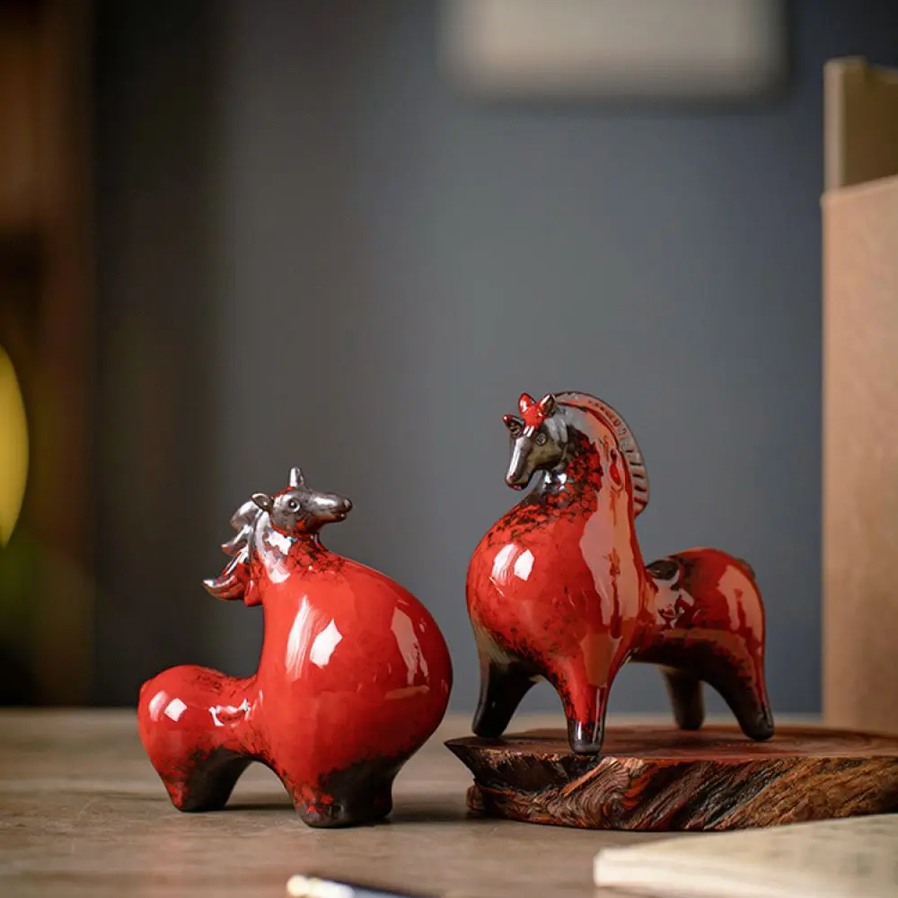 Minimalist Ceramic Tang Horse Sculpture Antique Animal Ornament Desktop Decoration Home Office Decor Chinese Gift Ideas