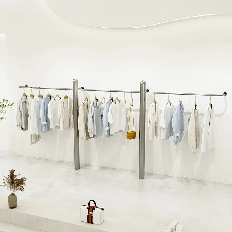 

Clothing store decorative props stainless steel wall-mounted display hangers men's and women's children's clothing store shelves